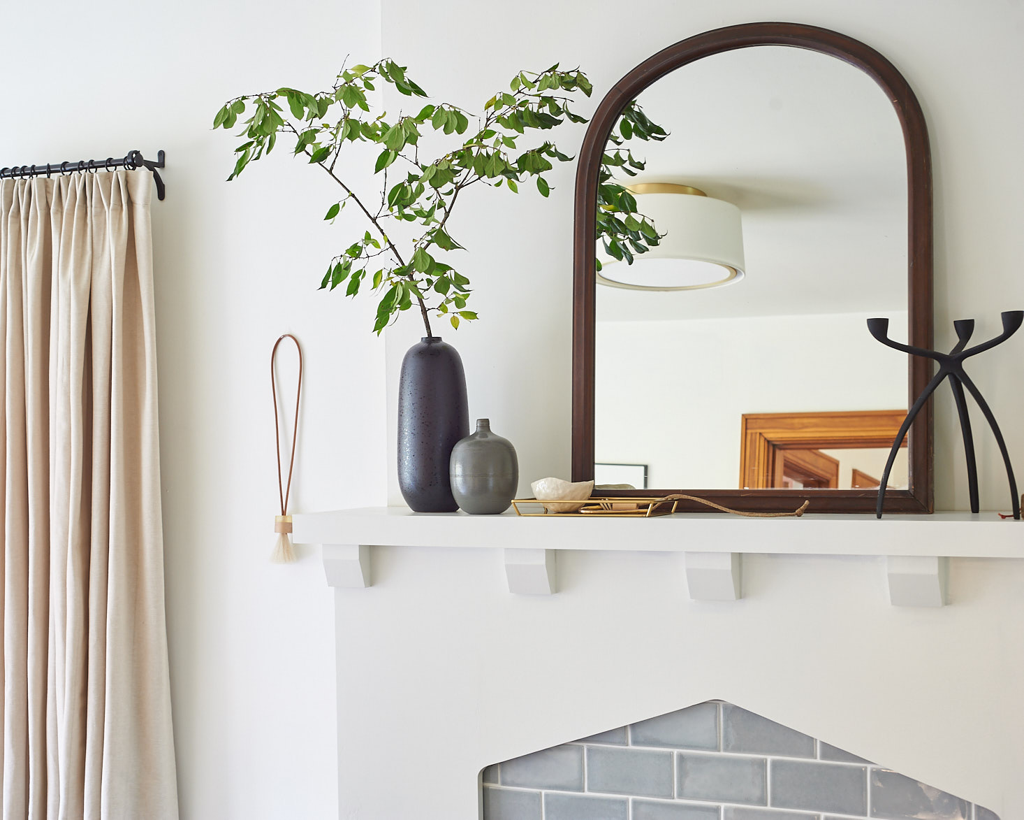 Modern traditional mantel styling