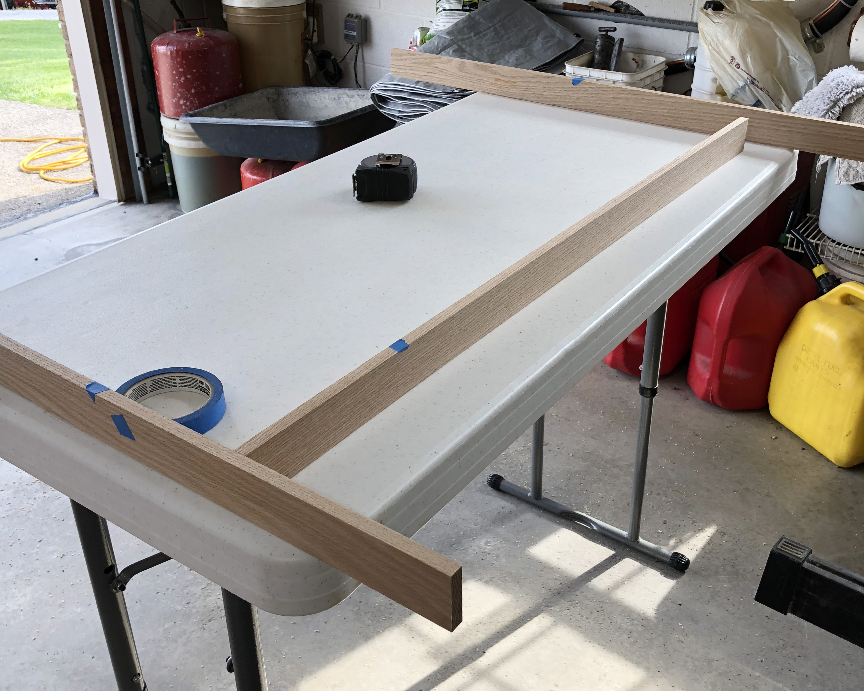 Marking the best edges of the oak planks