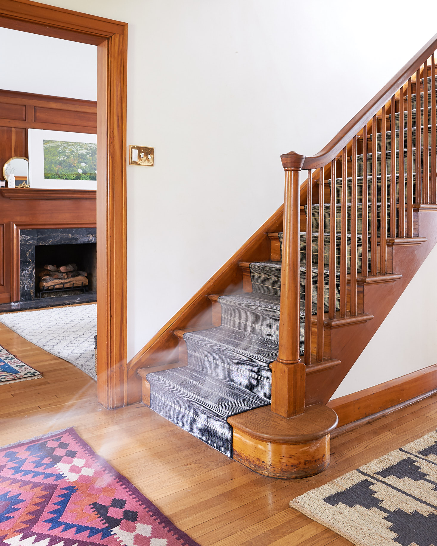 corgi running down the stairs