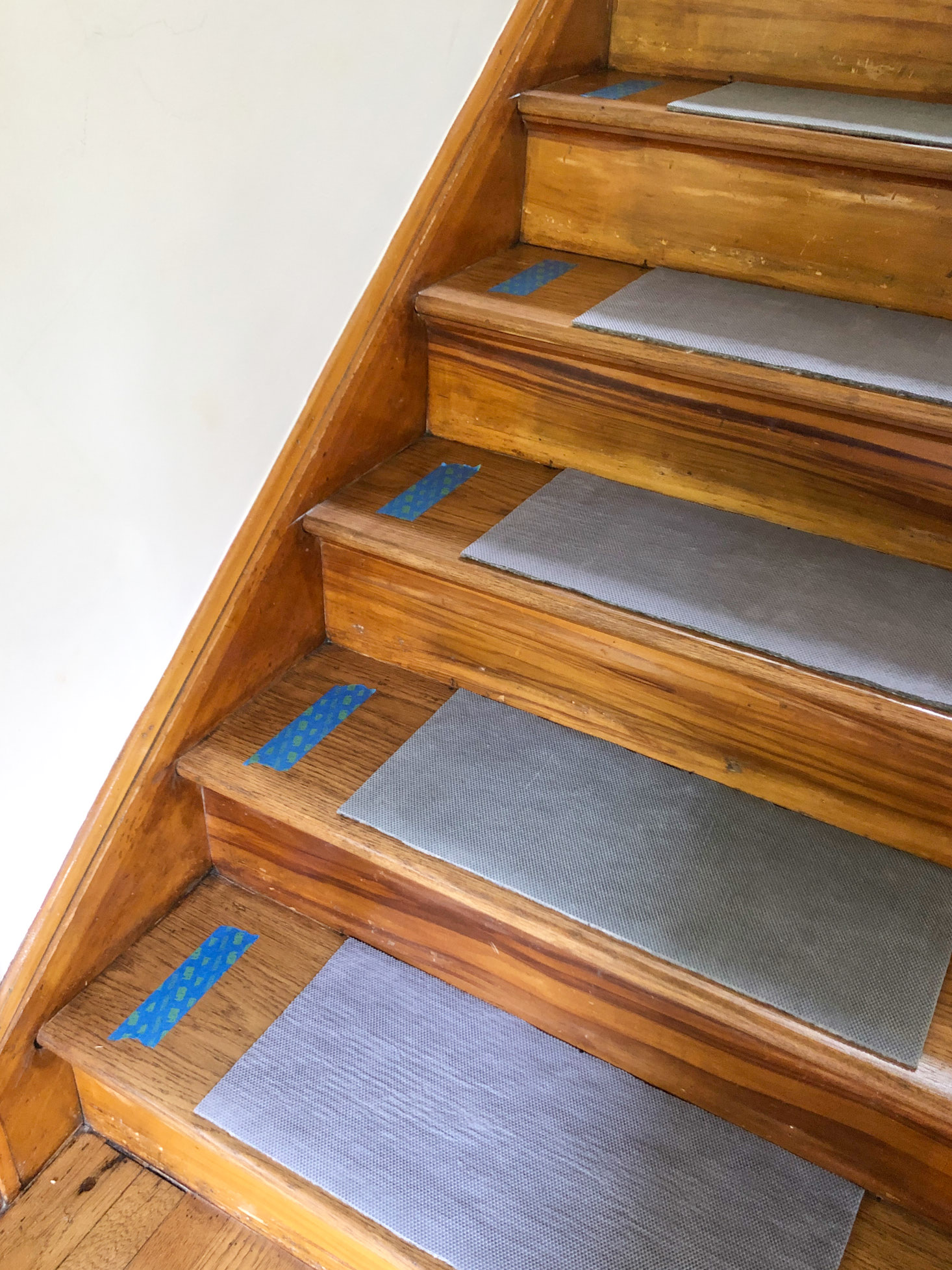 Wood steps with carpet padding
